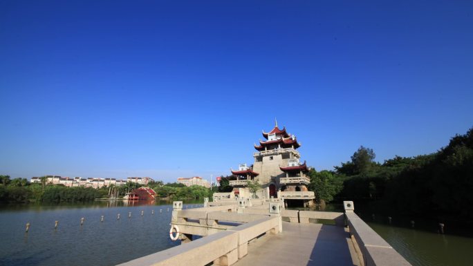 福建泉州风景东湖公园楼阁