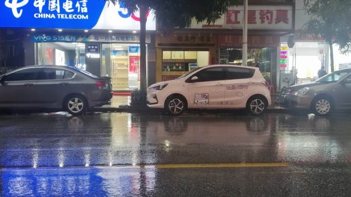 下雨 下雨天 城市夜景雨夜下雨的夜晚 夜