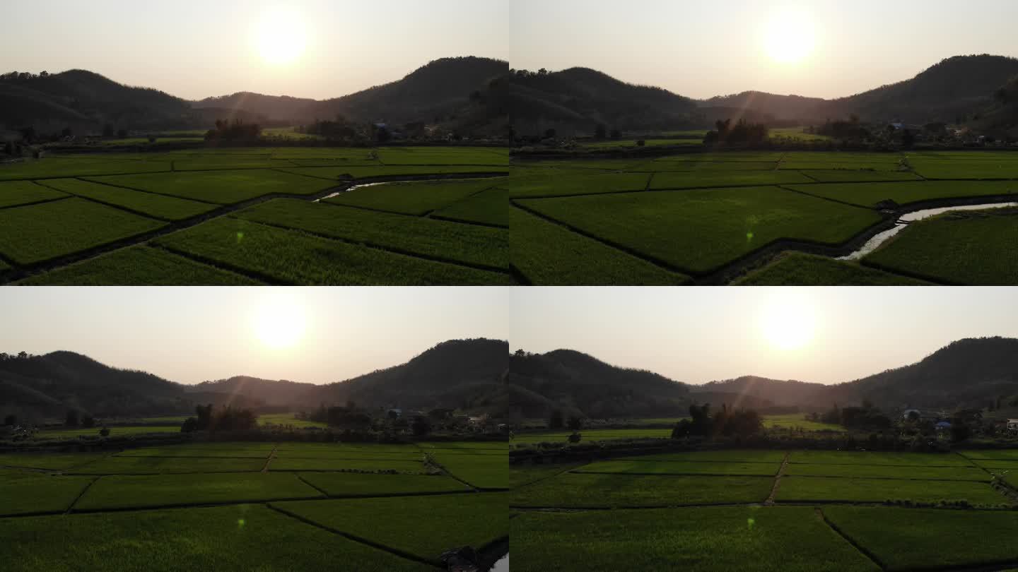 美丽的山谷农场日落泰国