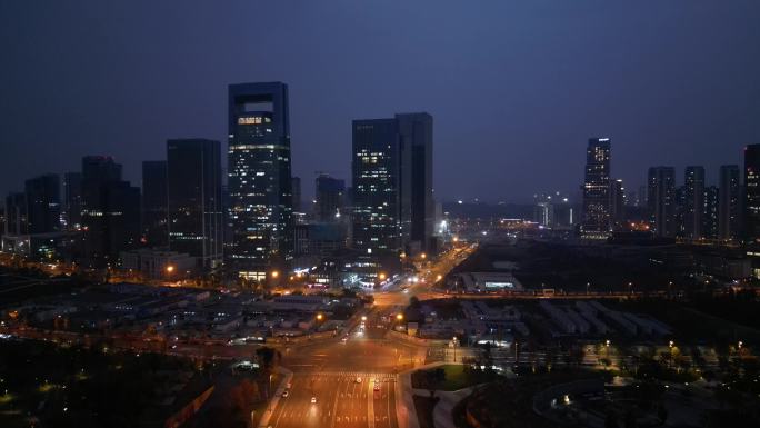 成都 天府新区 中国中铁 夜景 航拍4K