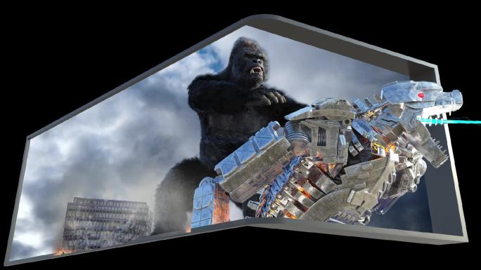 金刚大战哥斯拉裸眼3D折幕屏视频优化版