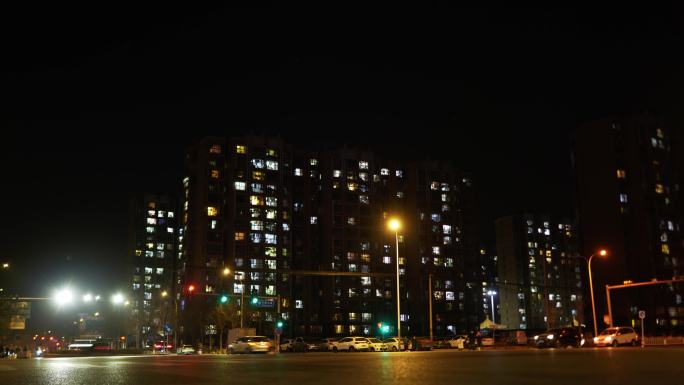 路口小区住宅夜景