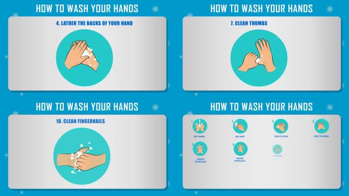如何洗手洗手步骤动画英语讲解规范