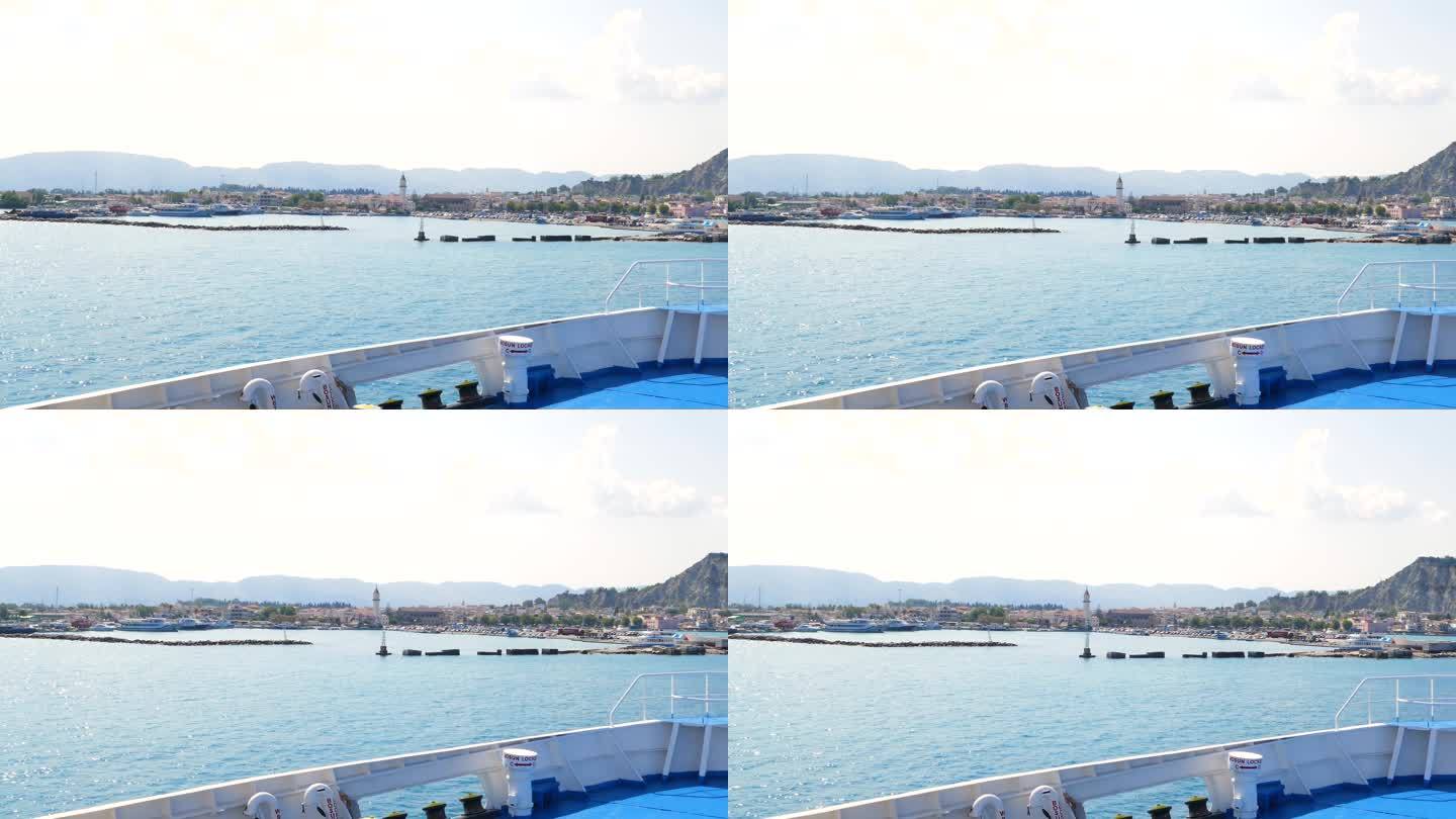从渡轮上观看扎金索斯港的4K视频