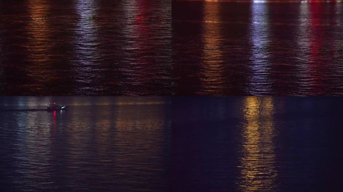 杭州城市阳台江面波光粼粼夜景4K视频素材