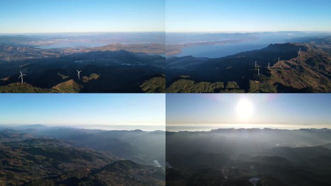 魔豆山早晨上空500米环视一周，大全景