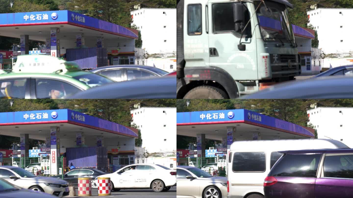 广州天河中化加油站车辆货车加油