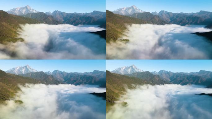 唯美震撼自然生态大山峡谷云海云雾涌动