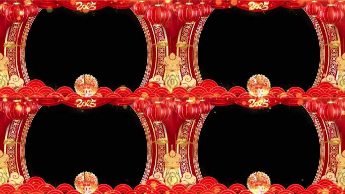 2025蛇年拜年祝福边框视频成品动态素材