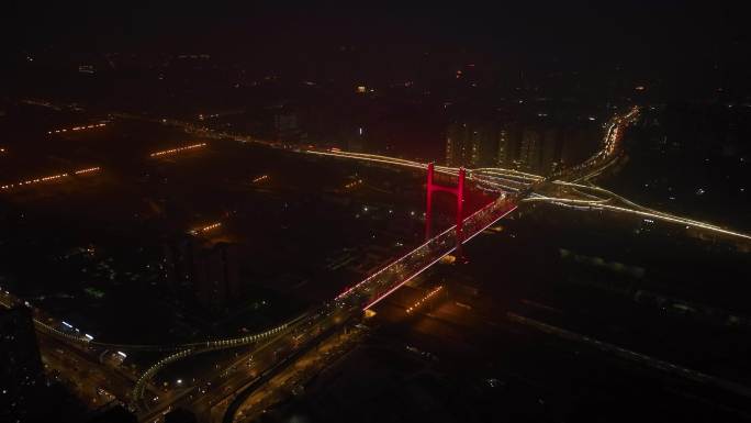 郑州农业路大桥京广路高架桥夜景航拍