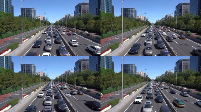 北京二环路堵塞拥堵塞车高峰期车流量