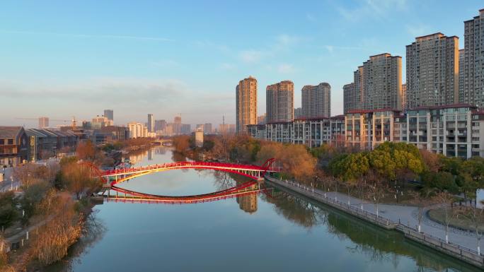 运河之都江苏淮安的城市早晨