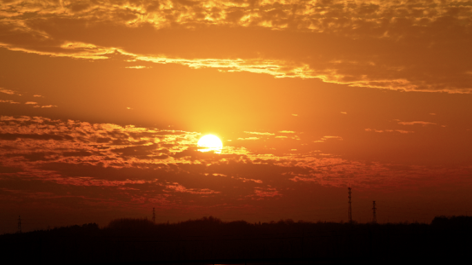 4k壮观金色夕阳西落日 黄昏日落晚霞