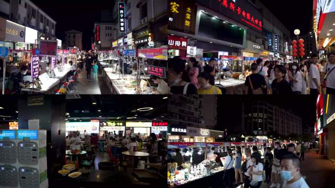 杭州上城区武林夜市美食街4K视频合集