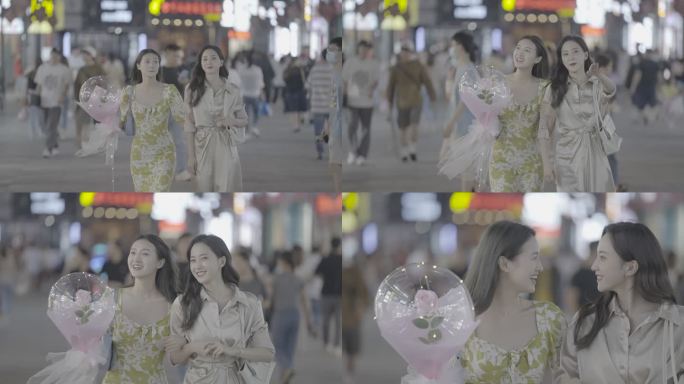 美女逛街视频素材