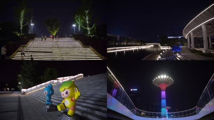 杭州钱江世纪公园夜景4K视频合集