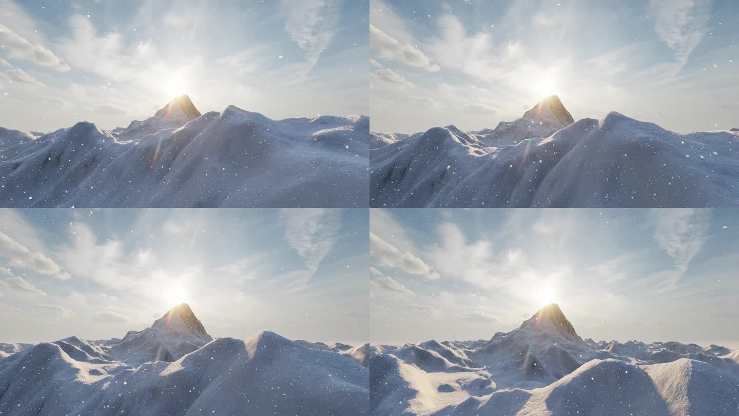 雄伟壮观雪山日出三维动画宣传片视频素材