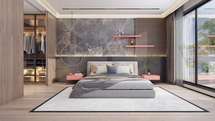 高端现代卧室样板间三维素材