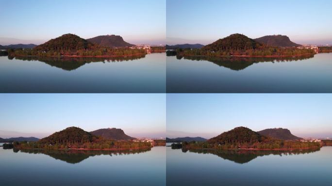 杭州湘湖旅游度假风景区压湖山航拍