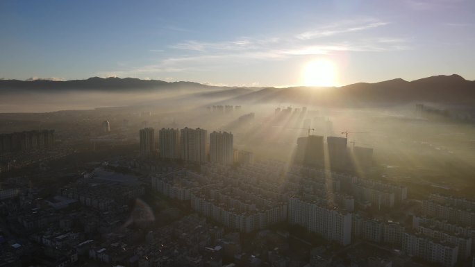 早晨日出江川城区星云湖扫视（原片无调色）