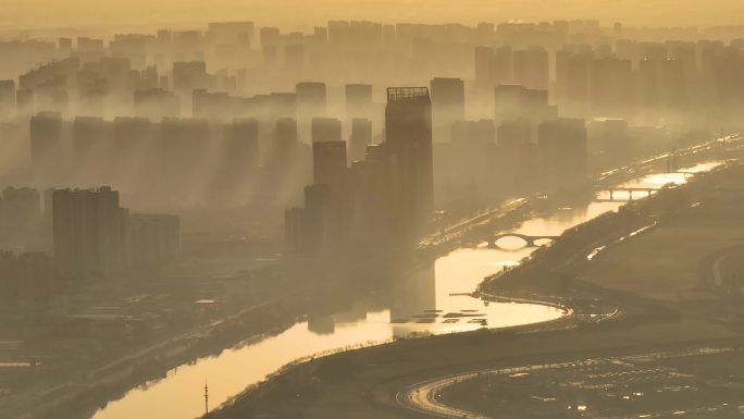 运河之都江苏淮安的城市早晨