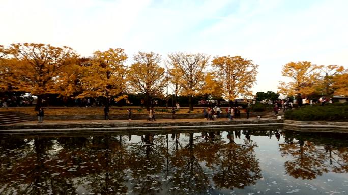 摇摄：行人在日本东京立川花园拥挤