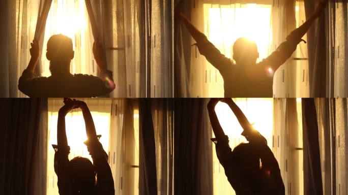 享受日落的年轻成年女性。