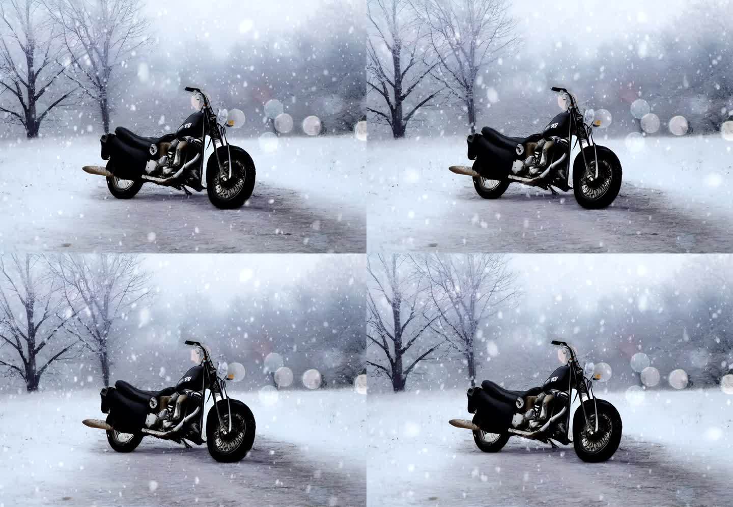 雪中摩托车