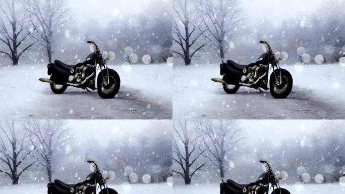 雪中摩托车