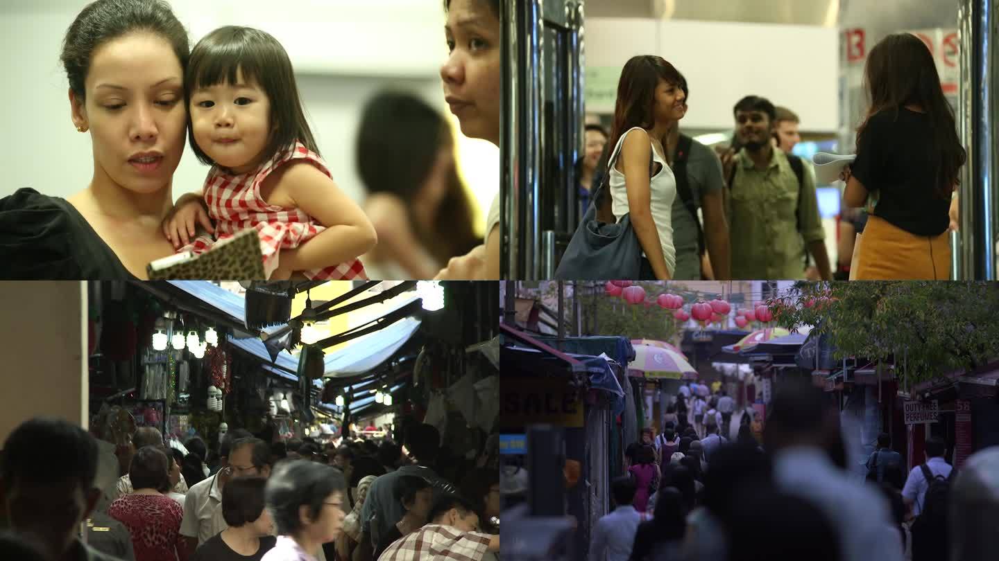东南亚 外国城市 街头人群人流