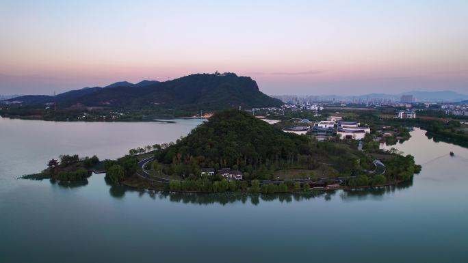 杭州湘湖旅游度假风景区压湖山航拍