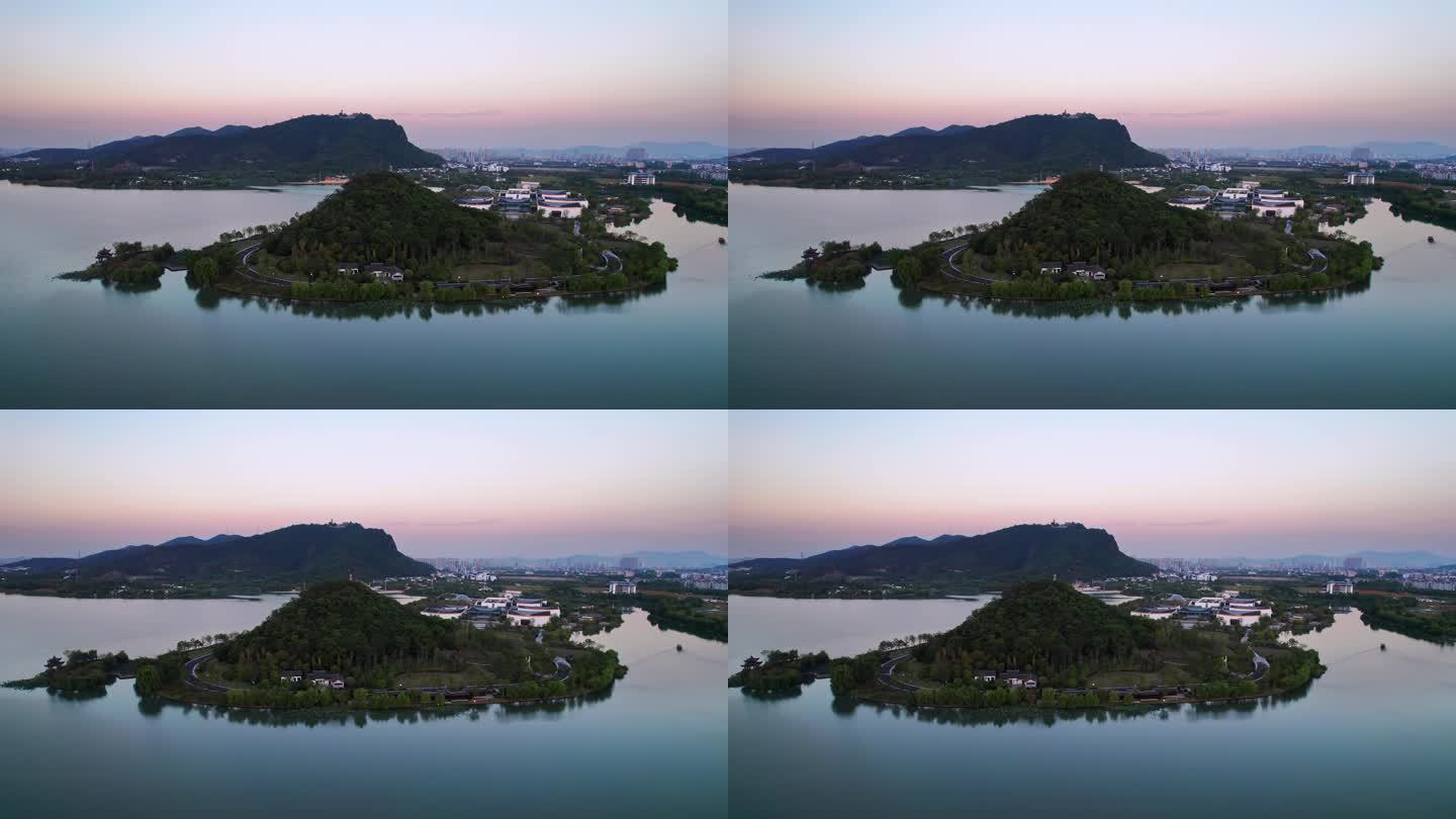 杭州湘湖旅游度假风景区压湖山航拍