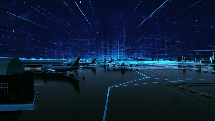 蓝色智慧科技感未来机场