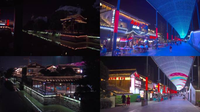 杭州胜利河美食街夜景4K视频合集