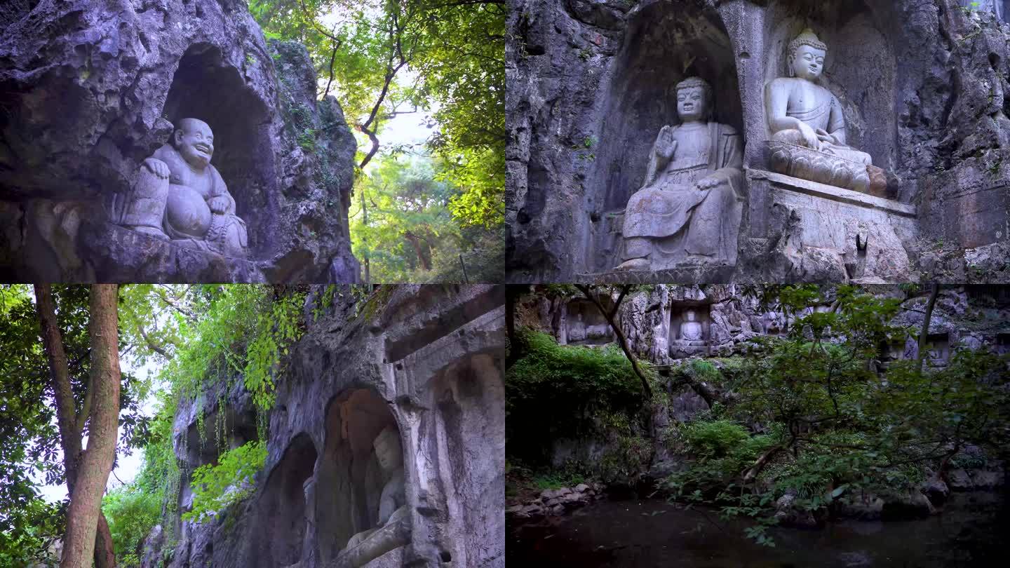 杭州西湖飞来峰塑像石窟群4K视频合集