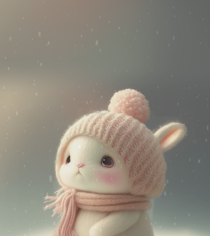 粉色围巾可爱小兔子