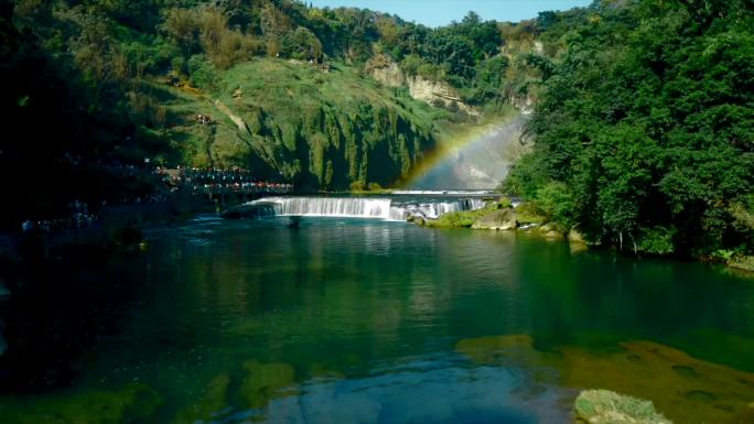 贵州安顺黄果树 自然瀑布 彩虹 延时拍摄