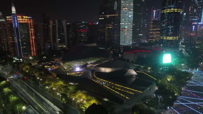 航拍广州花城汇大剧院夜景