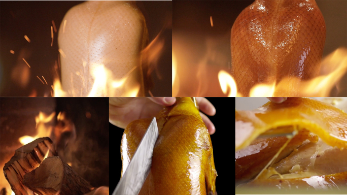 烤鸭 片鸭 鸭丕由生到熟的过程