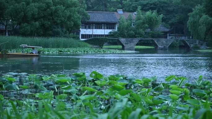 （原创可商）杭州三台山乌龟潭雨天江南水乡