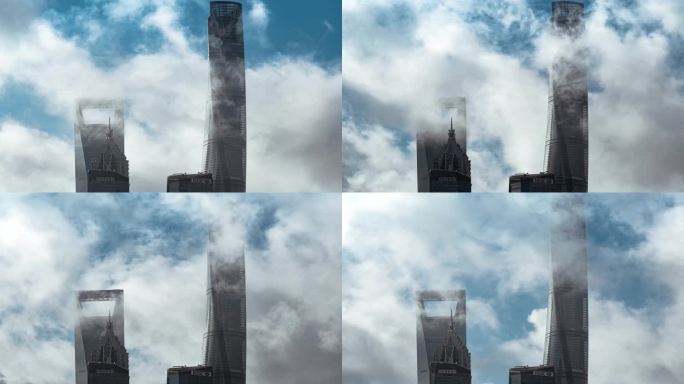 上海地标建筑陆家嘴三件套云朵律动延时