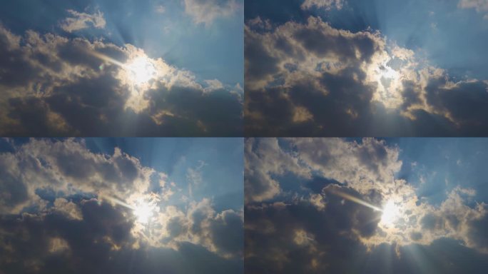 耶稣光云层翻滚云层遮挡太阳延时白云延时
