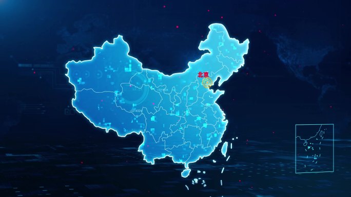科技光线爆炸点亮中国地图