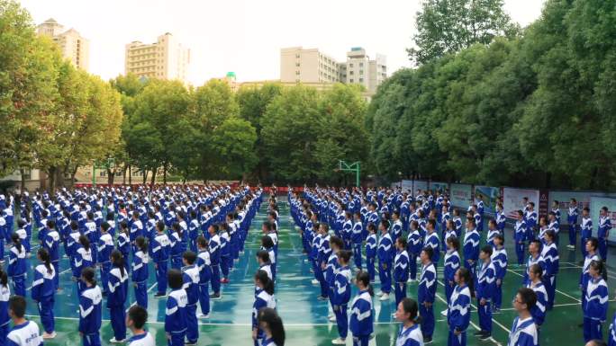 升旗 学校 学生 操场集合 学生列队