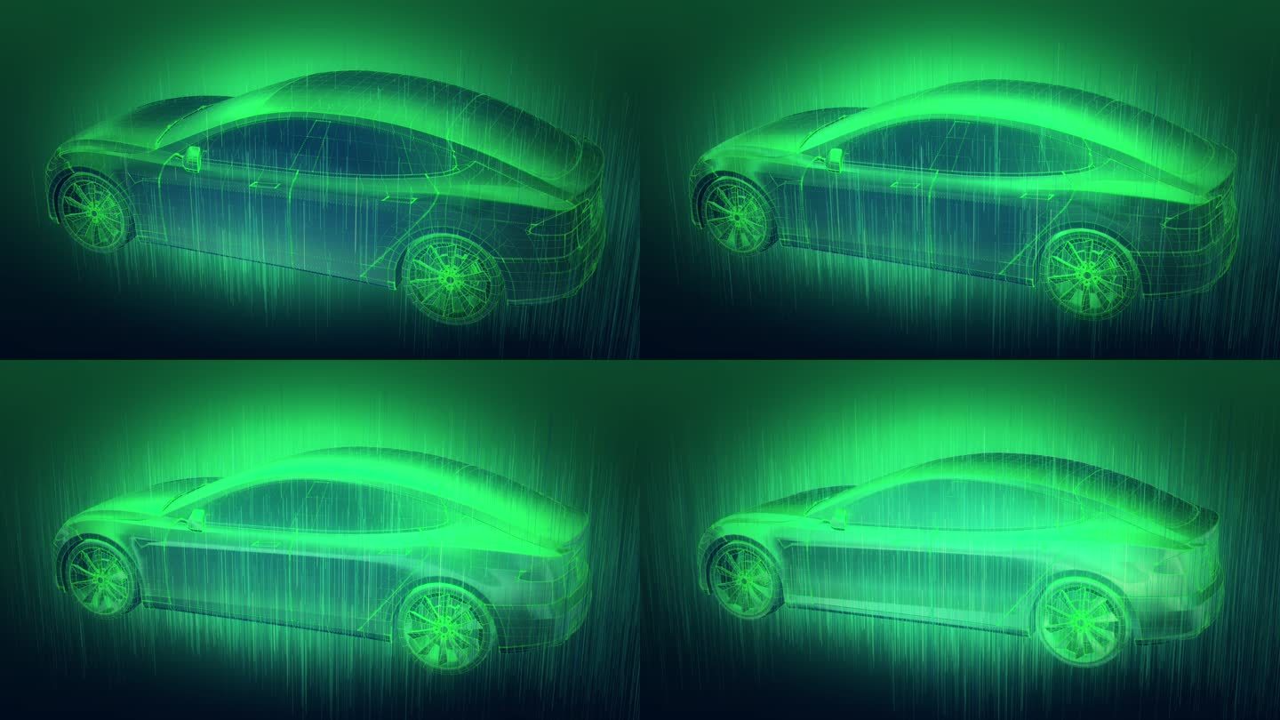 绿色汽车三维车未来车展示融合