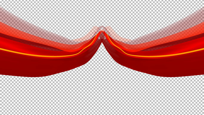 党政红色丝绸元素-无缝循环带透明通道