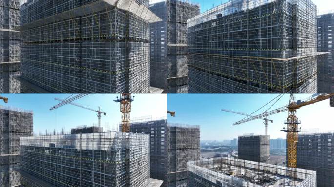 航拍住宅小区建筑工地施工现场