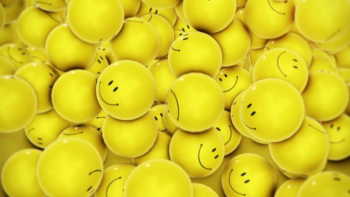 表情符号球emoji黄色笑脸小球滚动