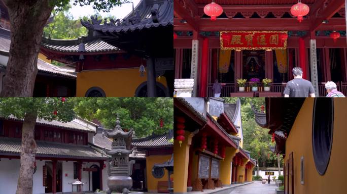 杭州西湖三天竺法镜寺江南寺庙建筑4K视频