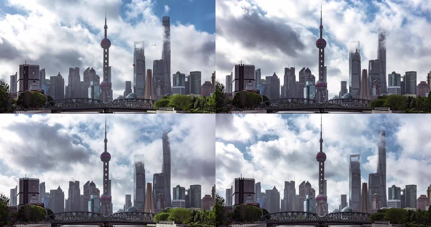 上海地标建筑陆家嘴金融区动感延时